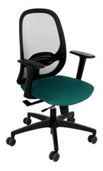 NODI black office swivel chair upholstered with green fabric